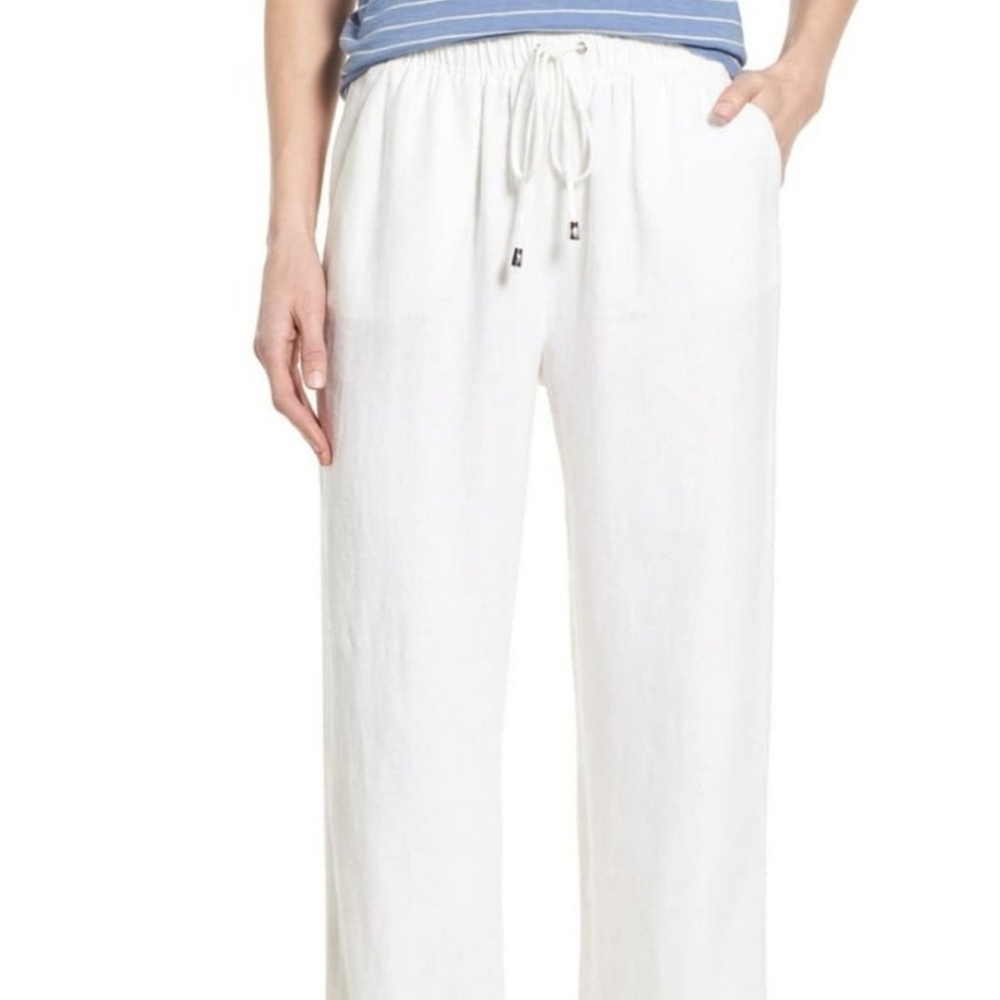 Vince Camuto Wide Leg Drawstring Linen Pants Size Small
